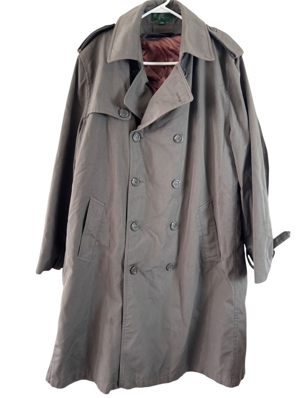 Vintage Hill & Archer Men's Gray Double-Breasted Trench Coat Size 44R